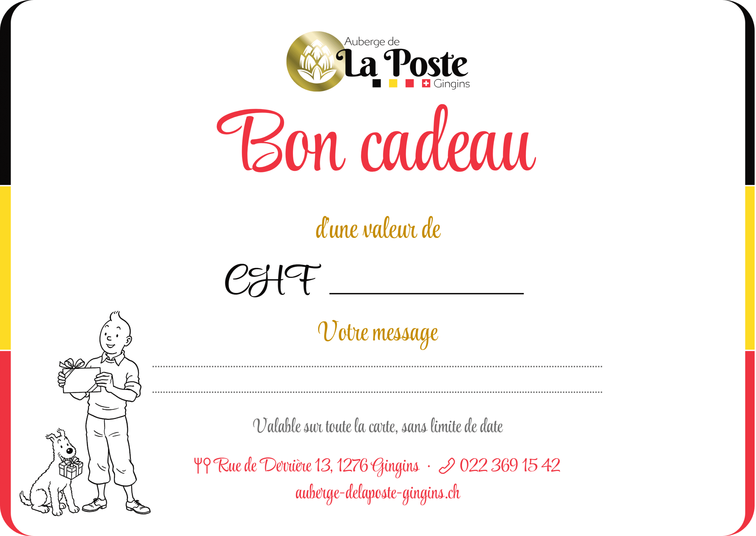 Bon cadeau, recto